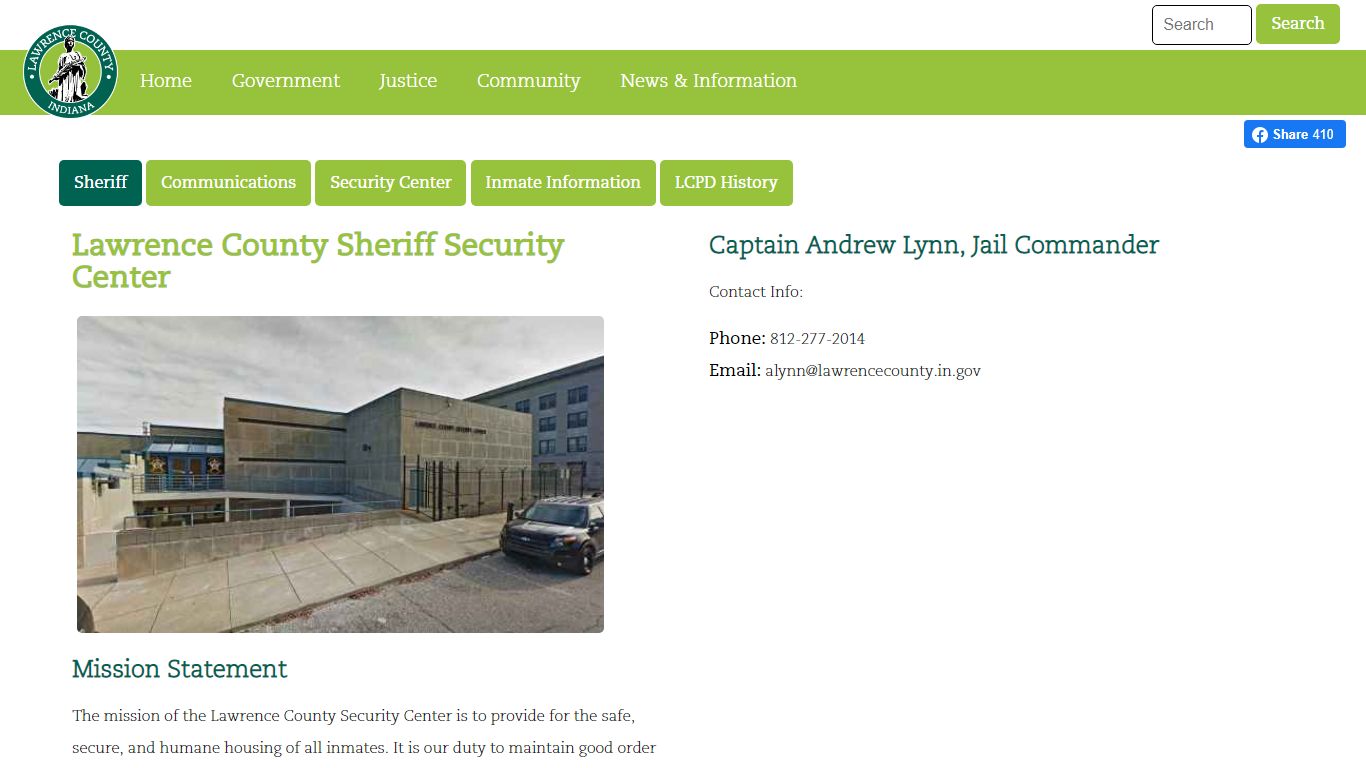 Lawrence County Indiana - Justice - Sheriff - Security Center
