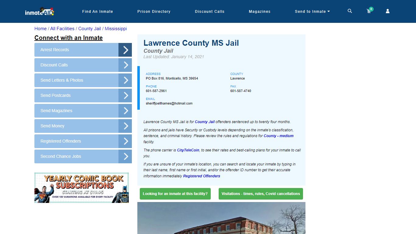 Lawrence County MS Jail - Inmate Locator - Monticello, MS