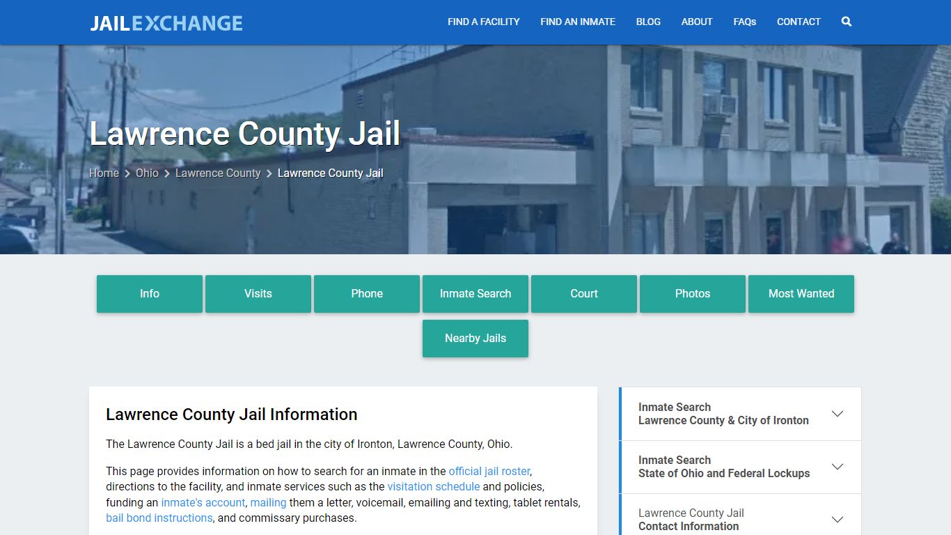 Lawrence County Jail, OH Inmate Search, Information