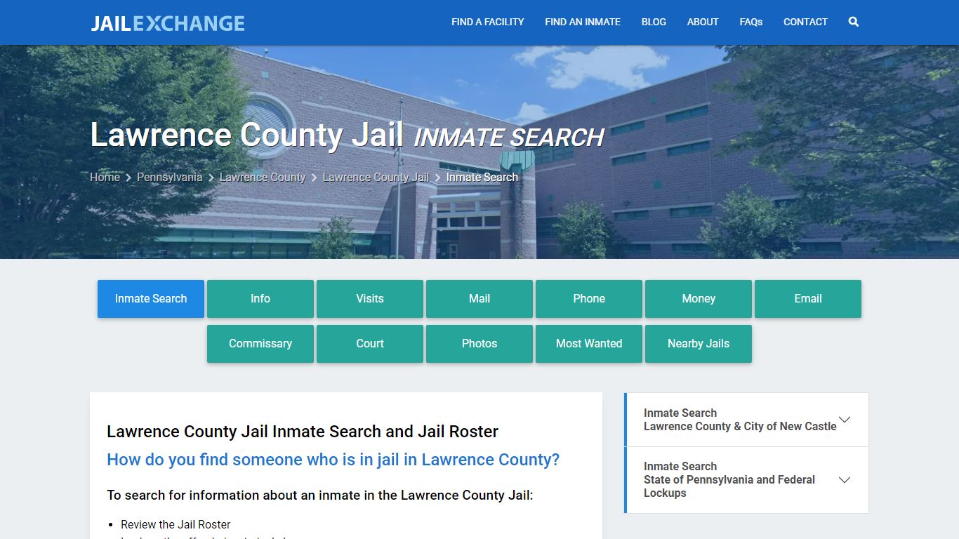 Inmate Search: Roster & Mugshots - Lawrence County Jail, PA