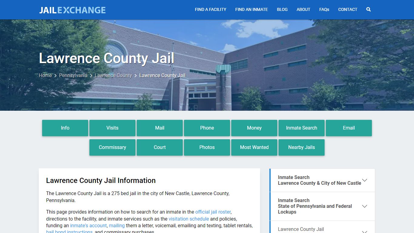 Lawrence County Jail, PA Inmate Search, Information