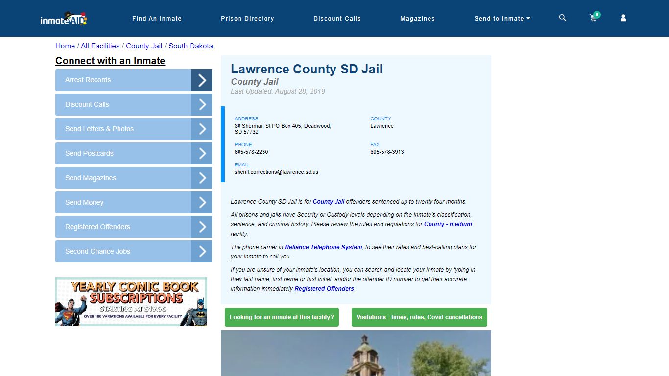 Lawrence County SD Jail - Inmate Locator - Deadwood, SD