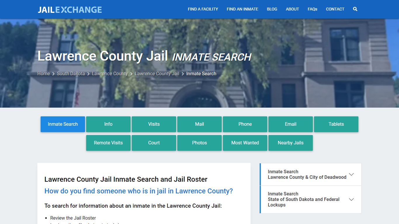 Inmate Search: Roster & Mugshots - Lawrence County Jail, SD