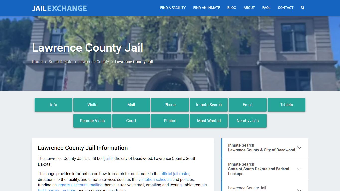 Lawrence County Jail, SD Inmate Search, Information