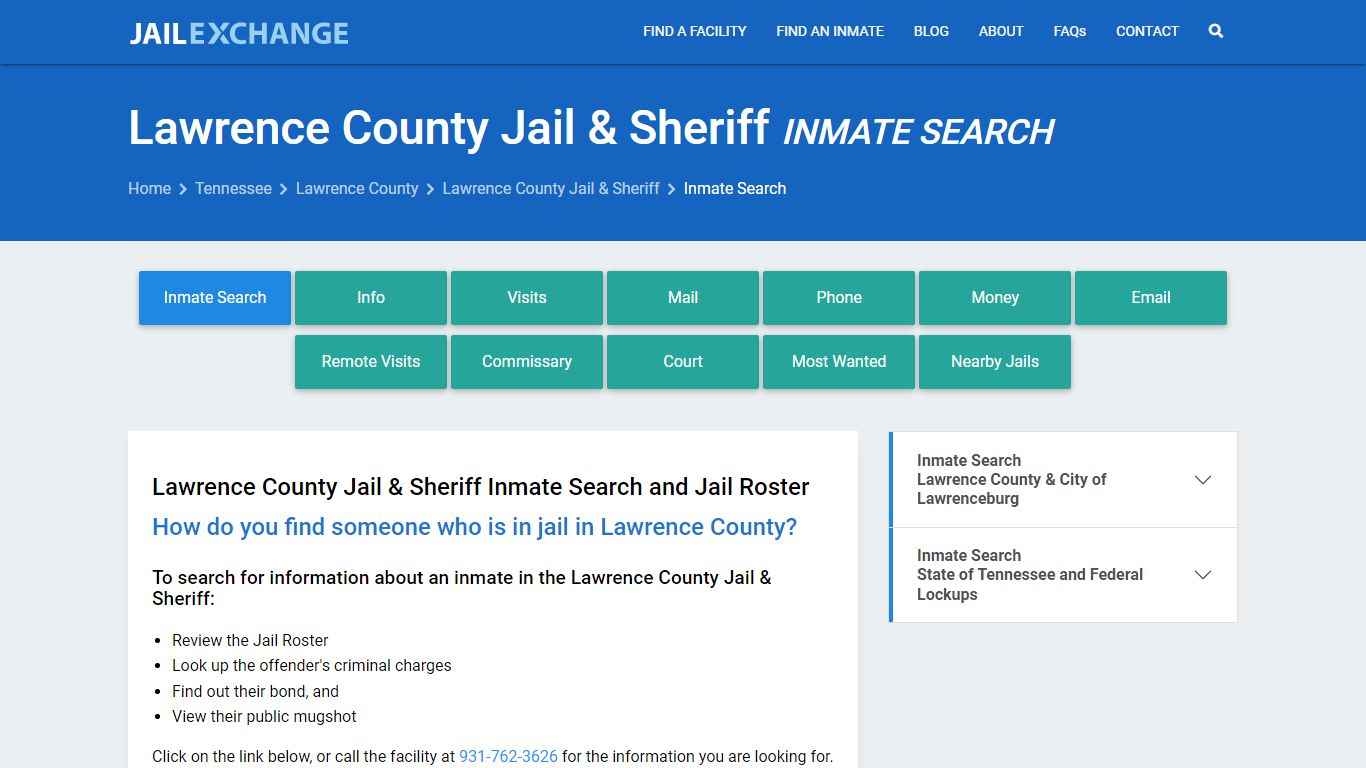 Lawrence County Jail & Sheriff Inmate Search - Jail Exchange