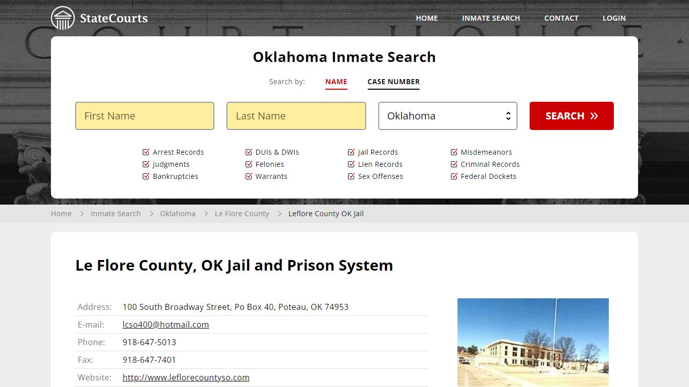 Leflore County OK Jail Inmate Records Search, Oklahoma - StateCourts