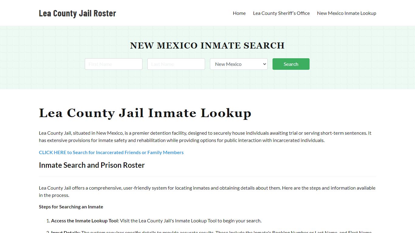 Lea County Jail Roster Lookup, NM, Inmate Search