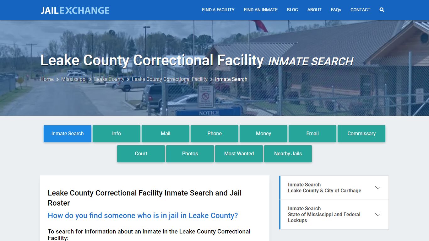 Leake County Correctional Facility Inmate Search - Jail Exchange