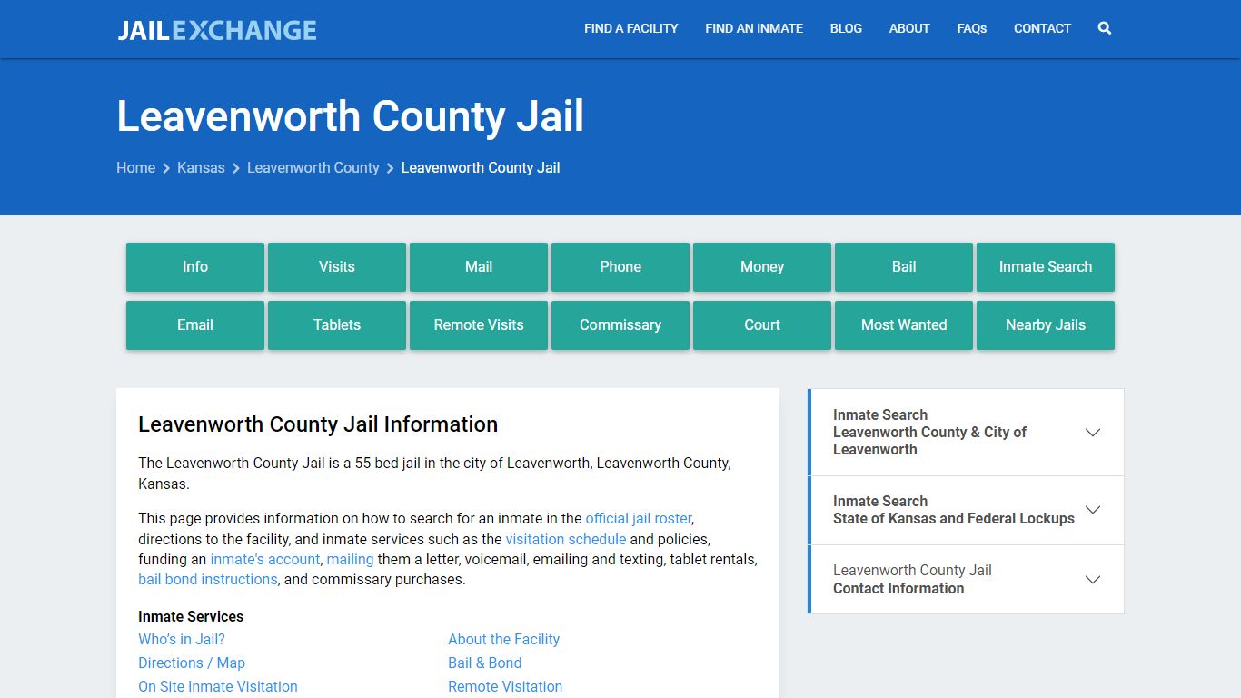 Leavenworth County Jail, KS Inmate Search, Information