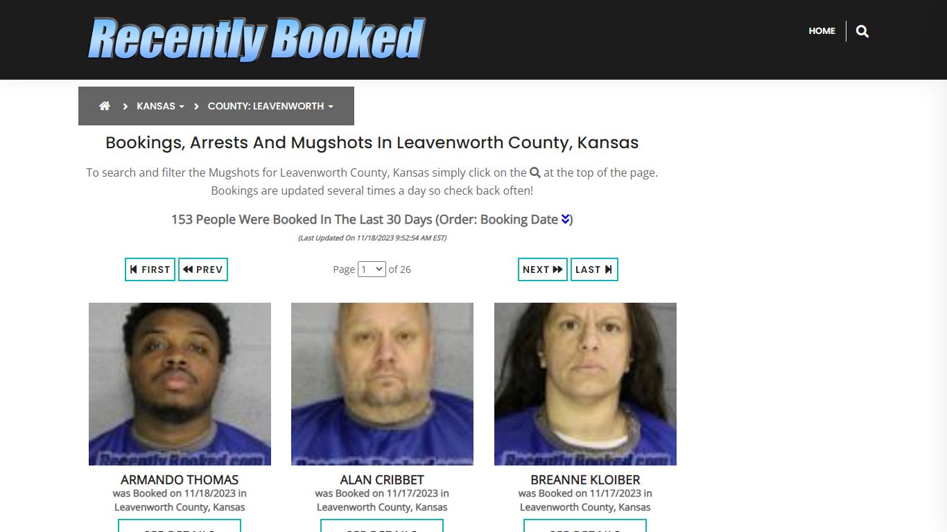 Bookings, Arrests and Mugshots in Leavenworth County, Kansas