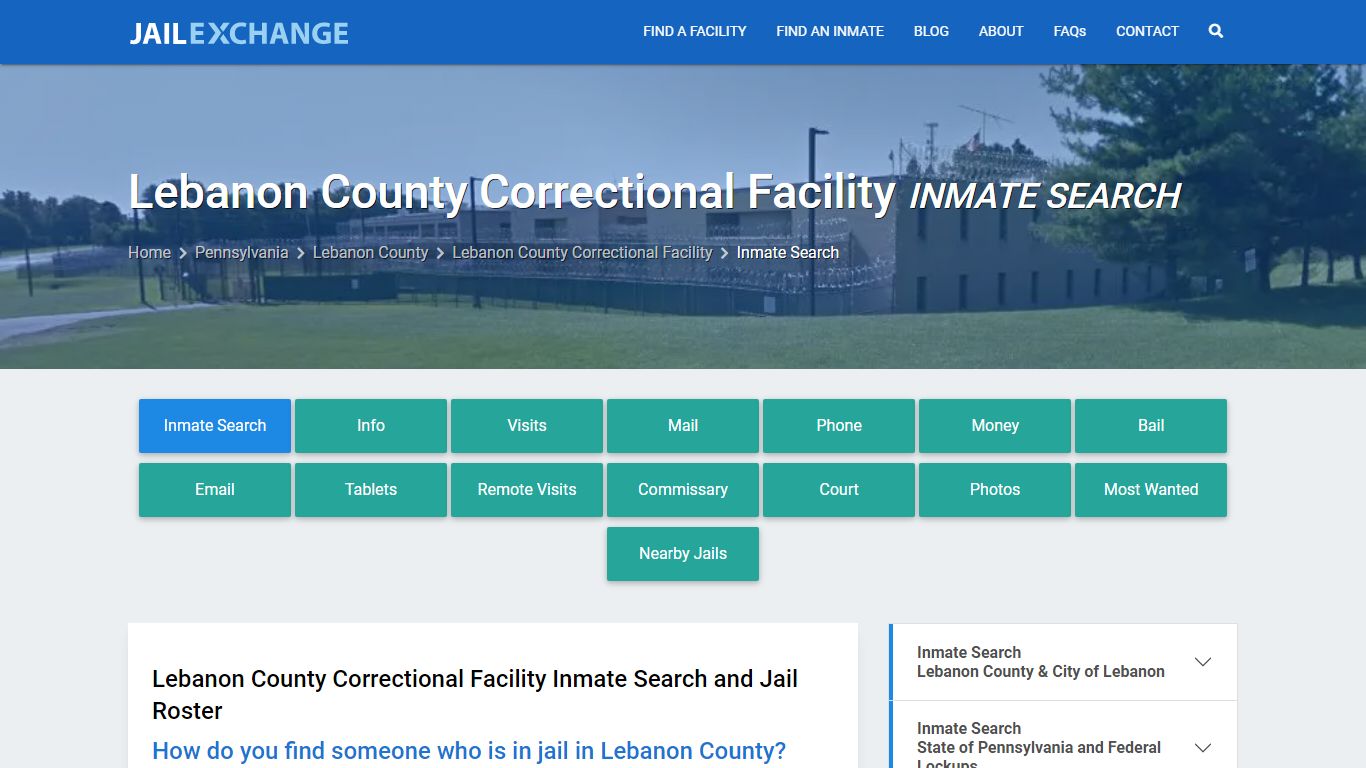 Lebanon County Correctional Facility Inmate Search - Jail Exchange