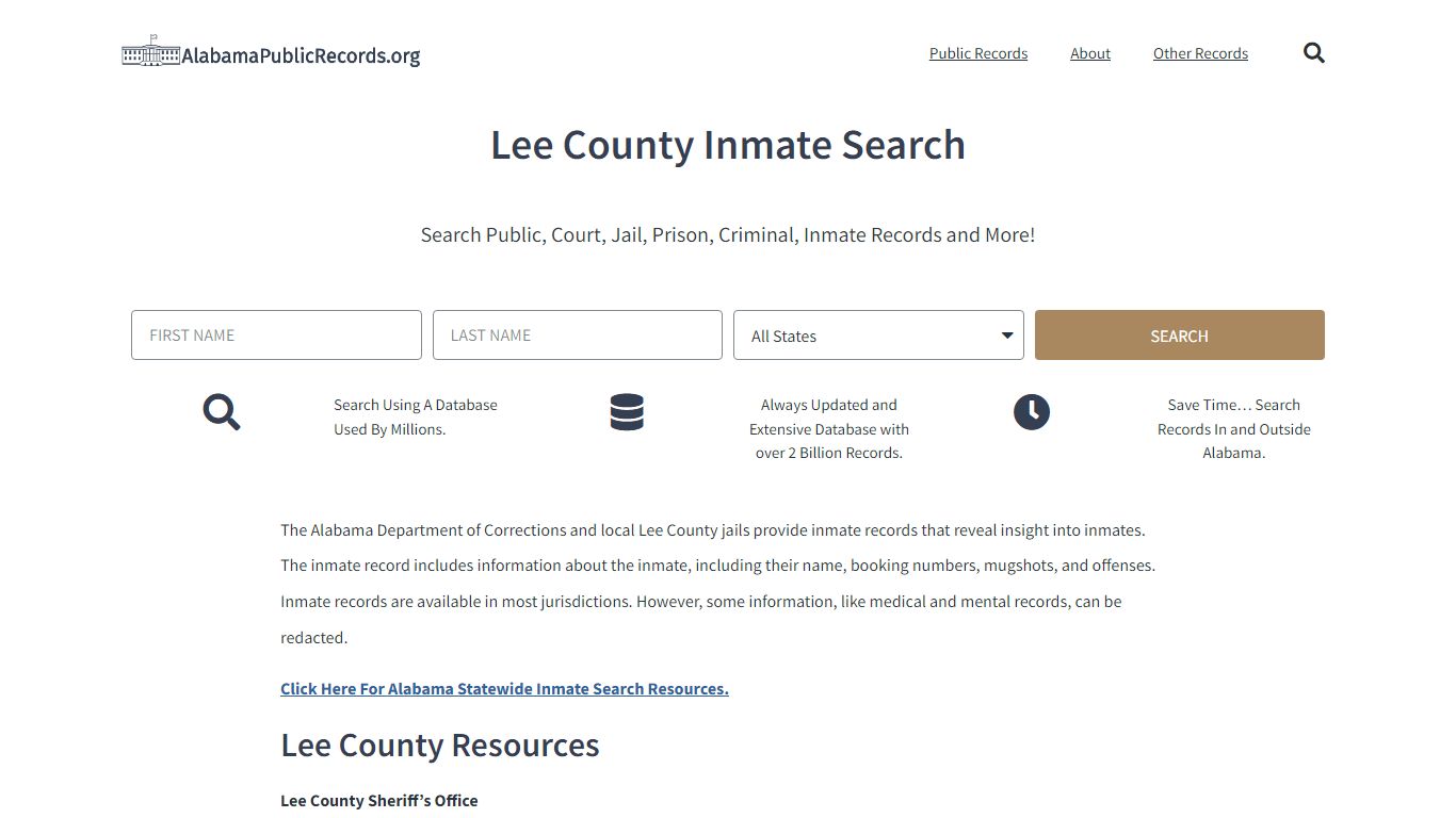 Lee County Inmate Search - Current & Past Jail Records