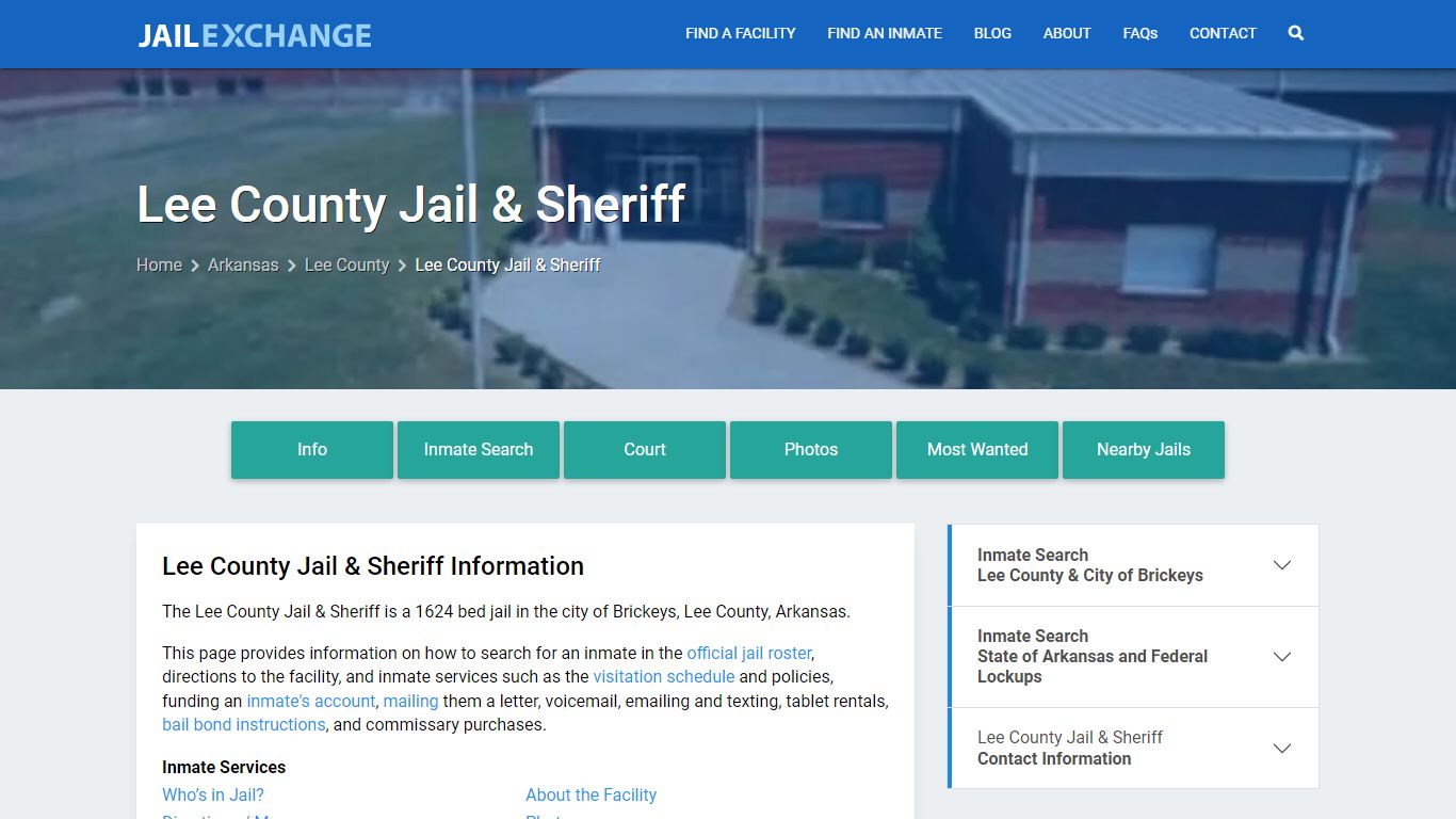 Lee County Jail & Sheriff, AR Inmate Search, Information