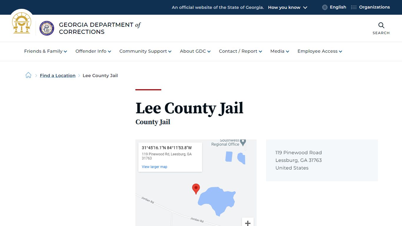 Lee County Jail | Georgia Department of Corrections