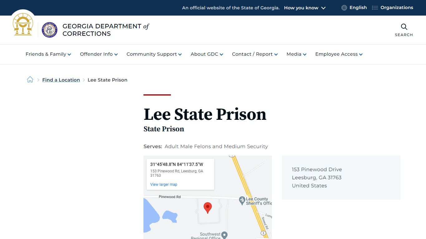 Lee State Prison | Georgia Department of Corrections