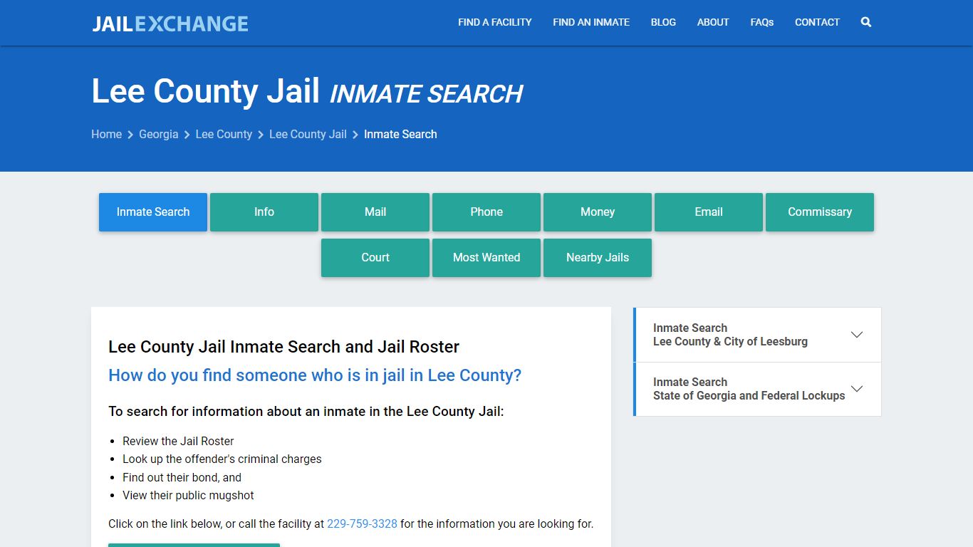 Inmate Search: Roster & Mugshots - Lee County Jail, GA