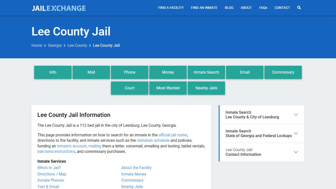 Lee County Jail, GA Inmate Search, Information - Jail Exchange