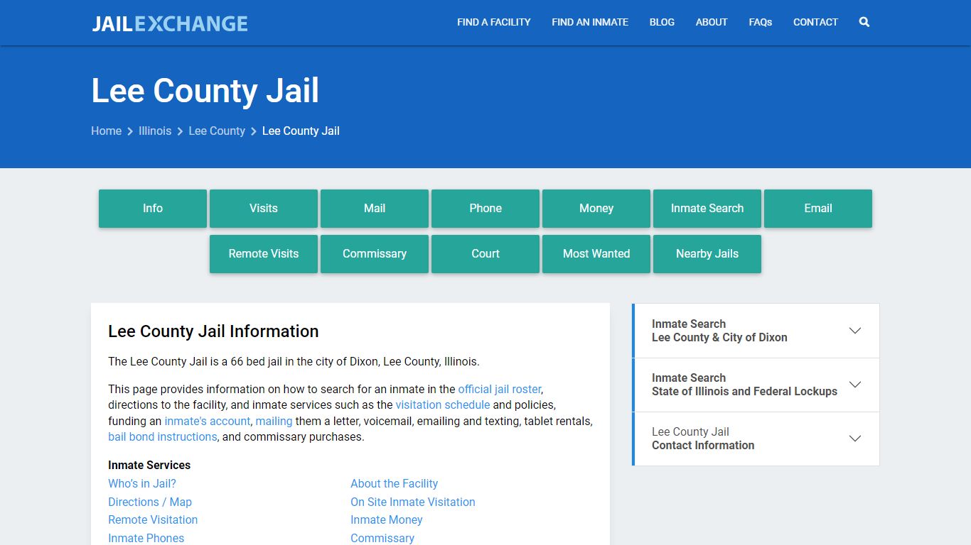 Lee County Jail, IL Inmate Search, Information