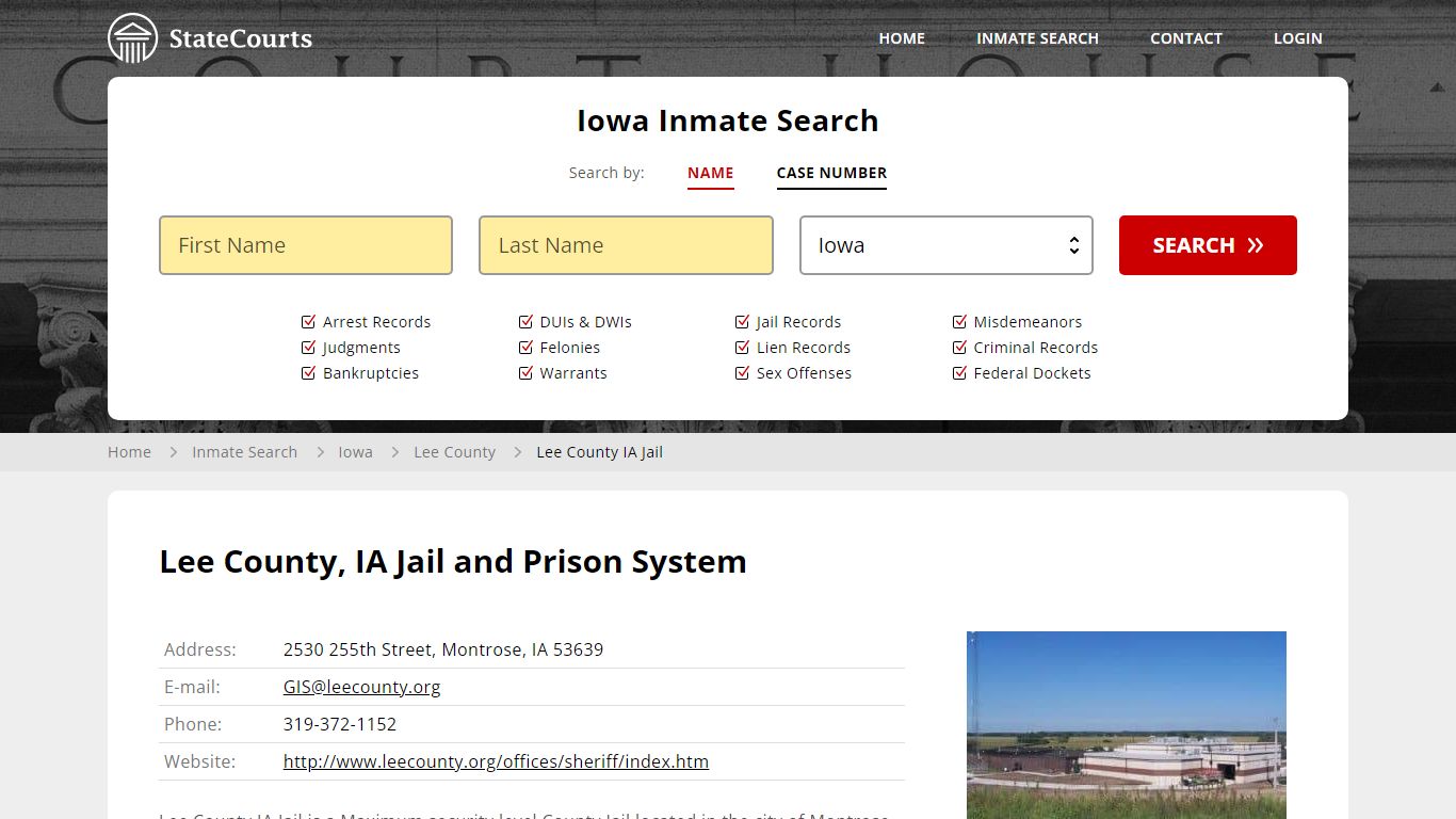 Lee County IA Jail Inmate Records Search, Iowa - StateCourts