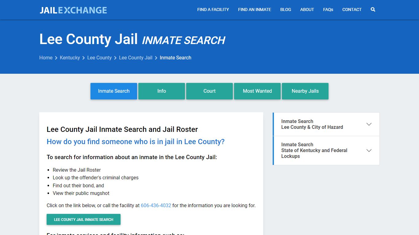 Inmate Search: Roster & Mugshots - Lee County Jail, KY