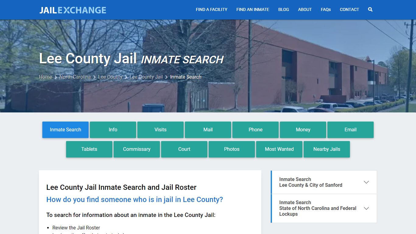 Inmate Search: Roster & Mugshots - Lee County Jail, NC