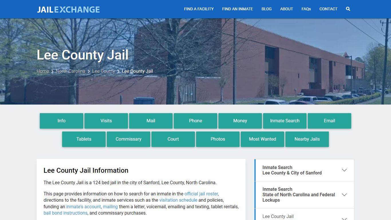 Lee County Jail, NC Inmate Search, Information - Jail Exchange