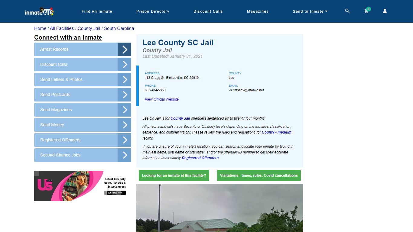 Lee County SC Jail - Inmate Locator - Bishopville, SC