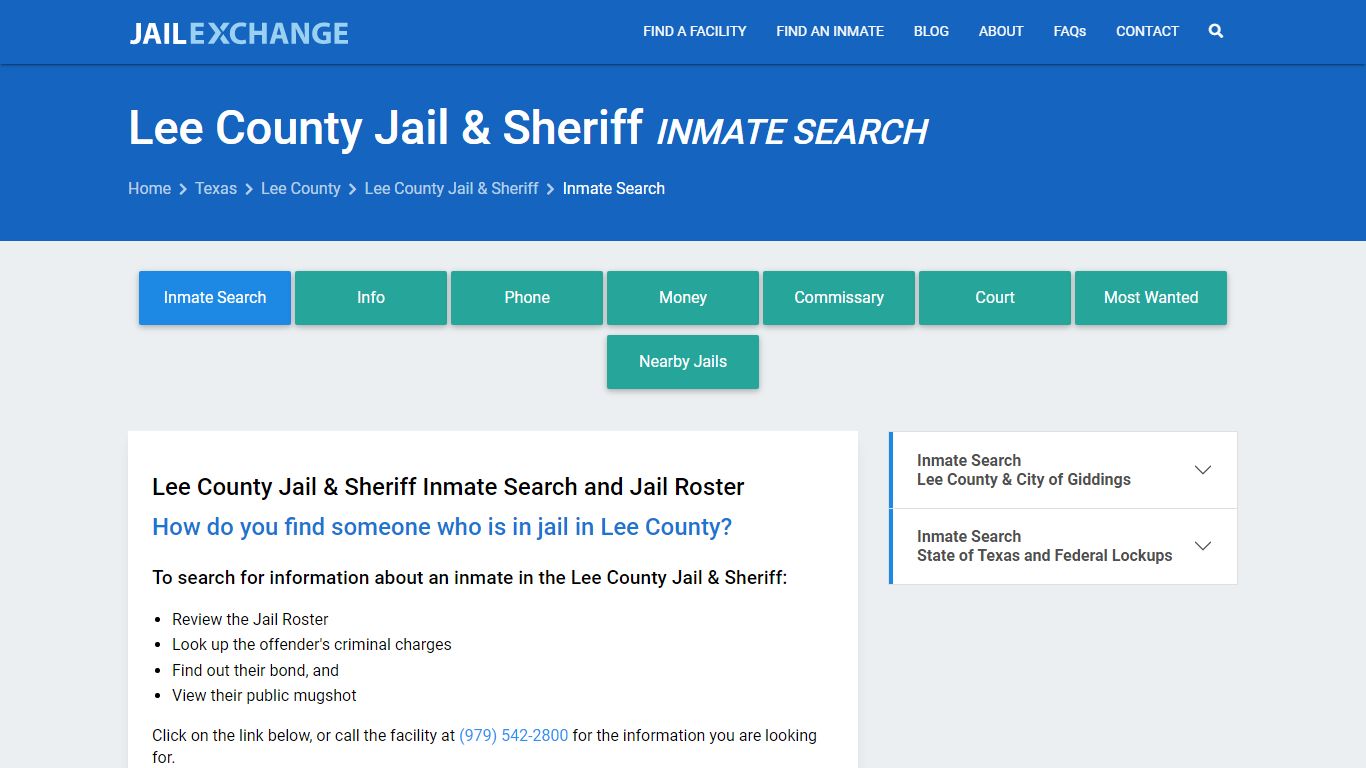 Lee County Jail & Sheriff Inmate Search - Jail Exchange