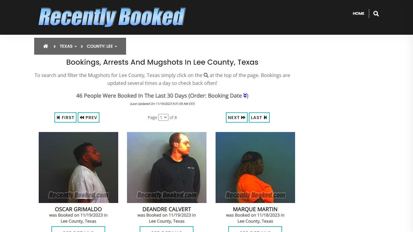 Recent bookings, Arrests, Mugshots in Lee County, Texas - Recently Booked