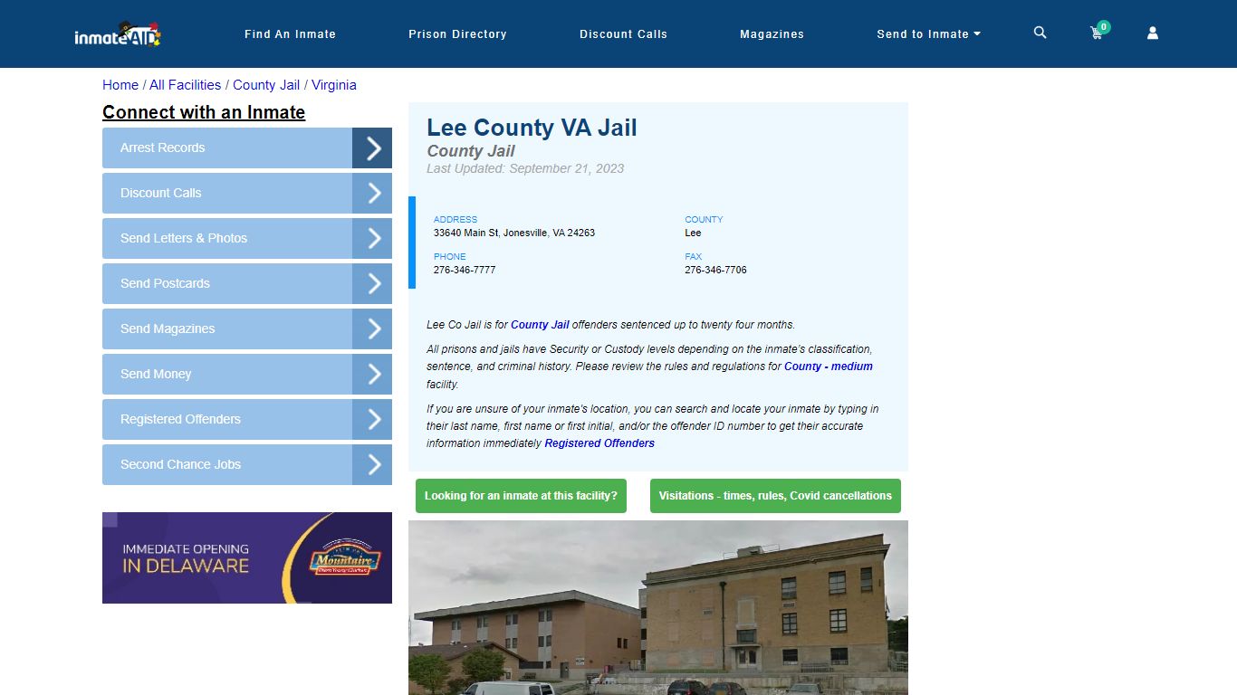 Lee County VA Jail - Inmate Locator - Jonesville, VA