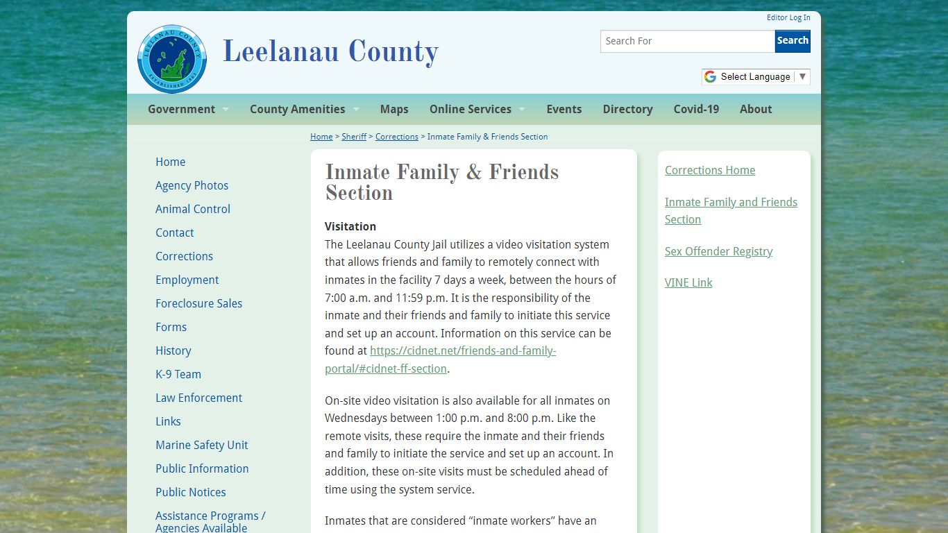 Inmate Family & Friends Section | Leelanau County
