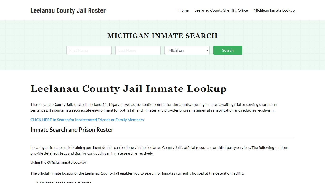 Leelanau County Jail Roster Lookup, MI, Inmate Search