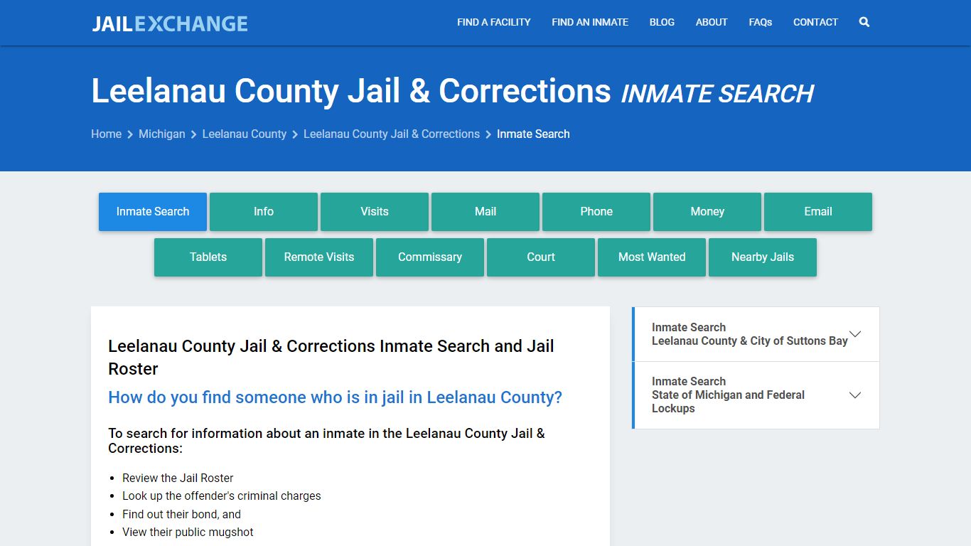 Leelanau County Jail & Corrections Inmate Search