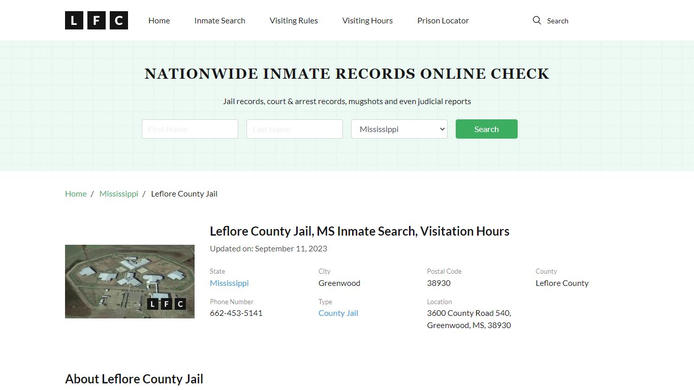 Leflore County Jail, MS Inmate Search, Visitation Hours