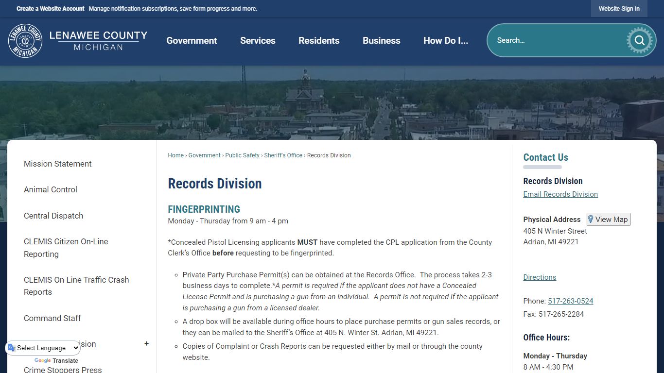 Records Division | Lenawee County, MI