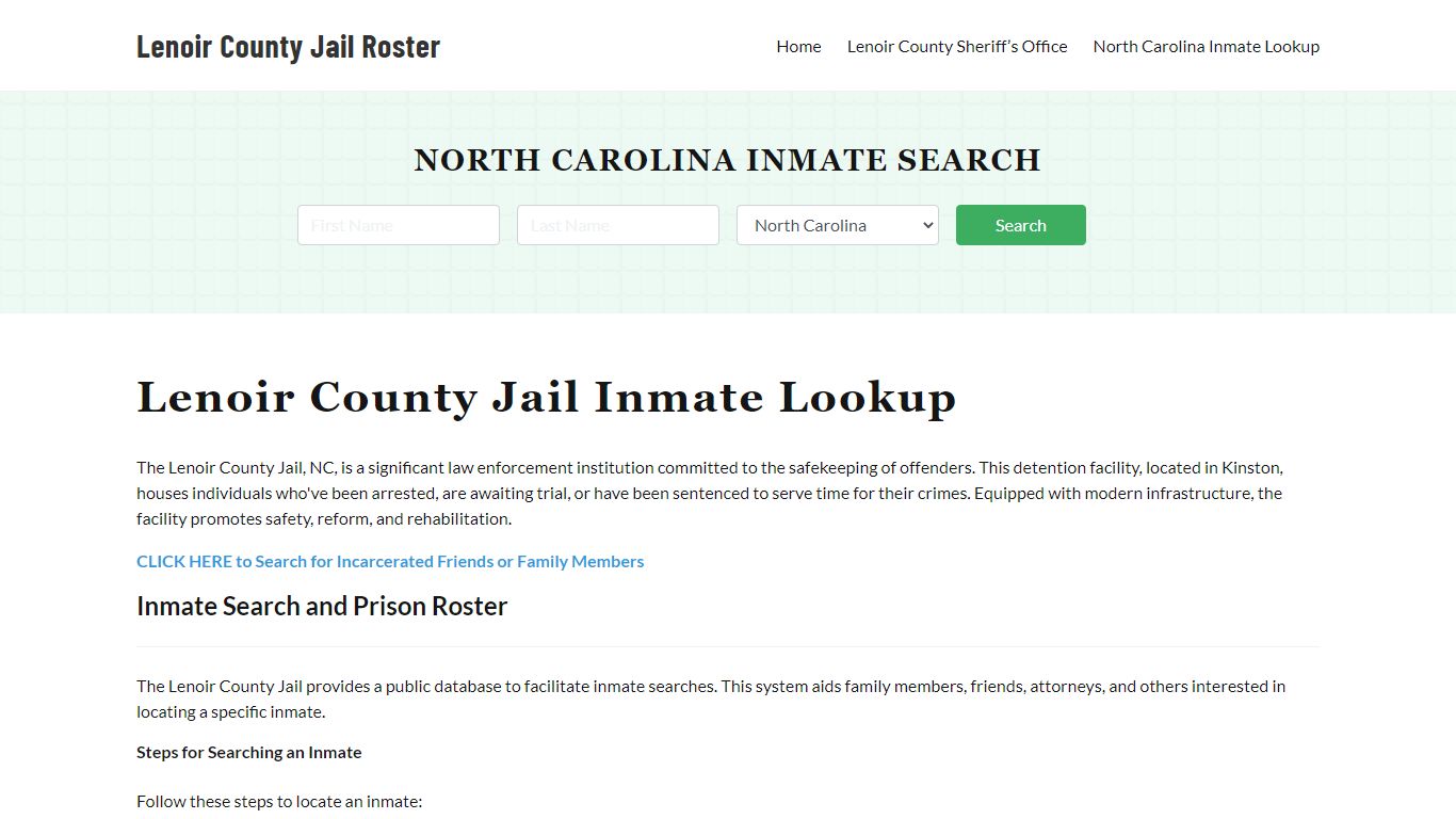 Lenoir County Jail Roster Lookup, NC, Inmate Search