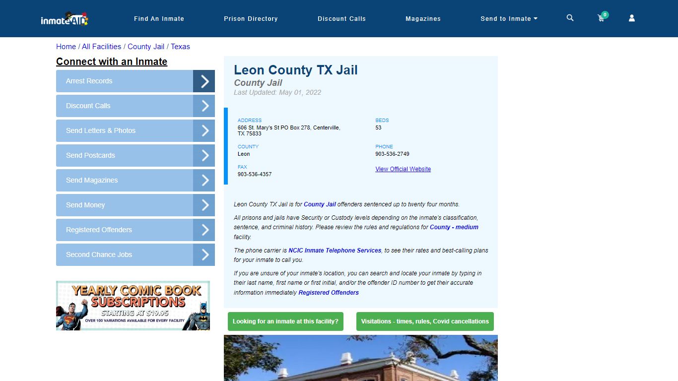 Leon County TX Jail - Inmate Locator - Centerville, TX
