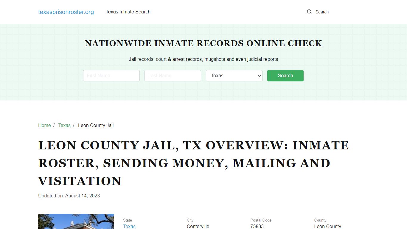 Leon County Jail, TX: Offender Search, Visitation & Contact Info