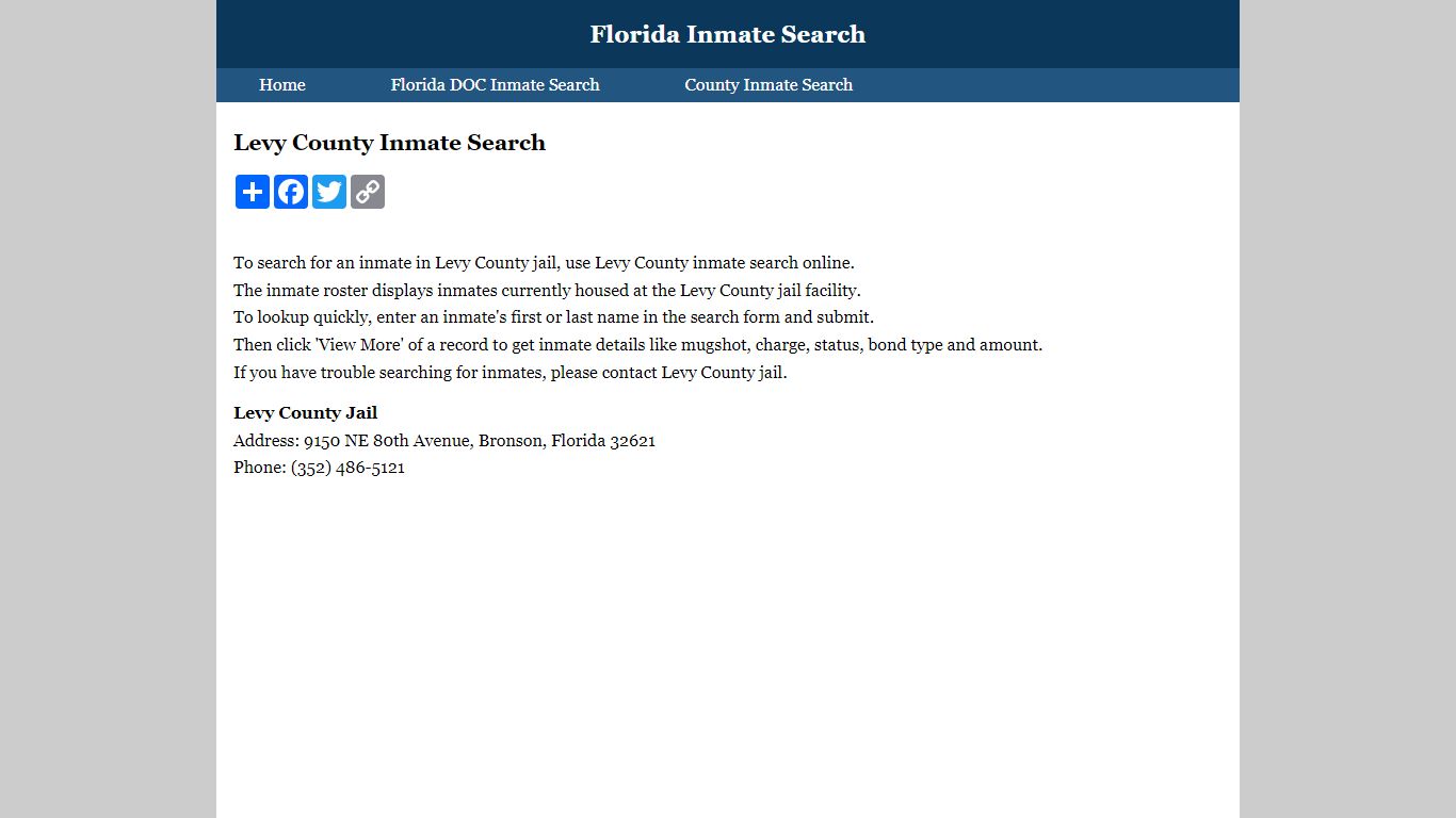 Levy County Inmate Search