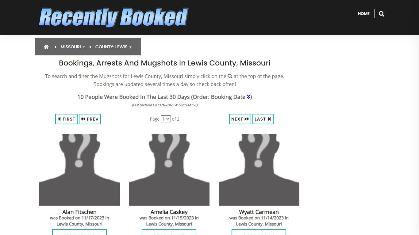 Recent bookings, Arrests, Mugshots in Lewis County, Missouri