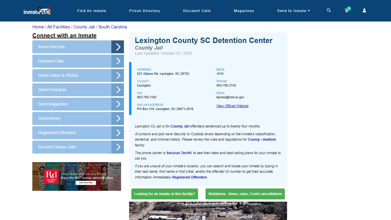 Lexington County SC Detention Center - Inmate Locator - Lexington, SC