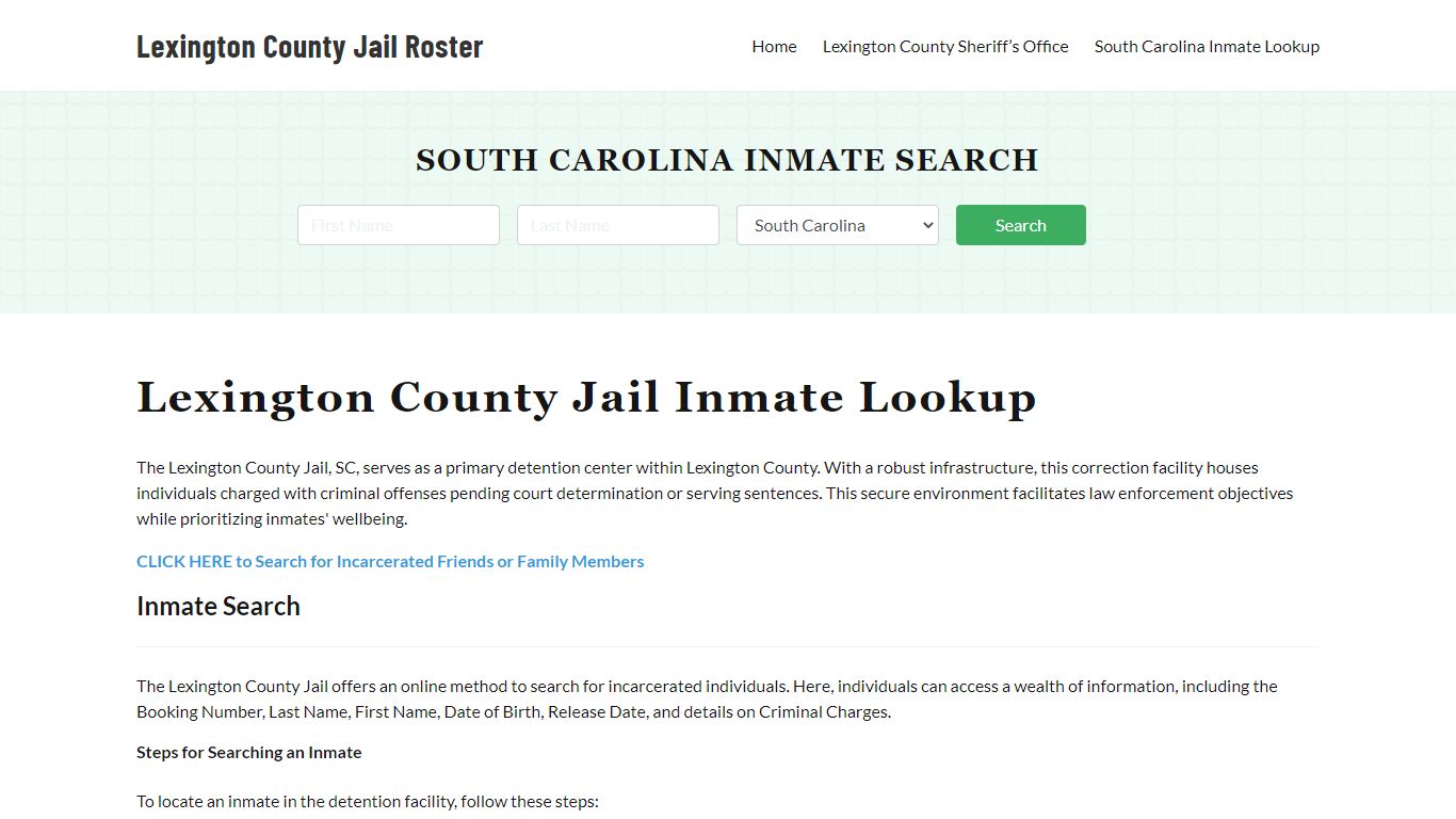 Lexington County Jail Roster Lookup, SC, Inmate Search