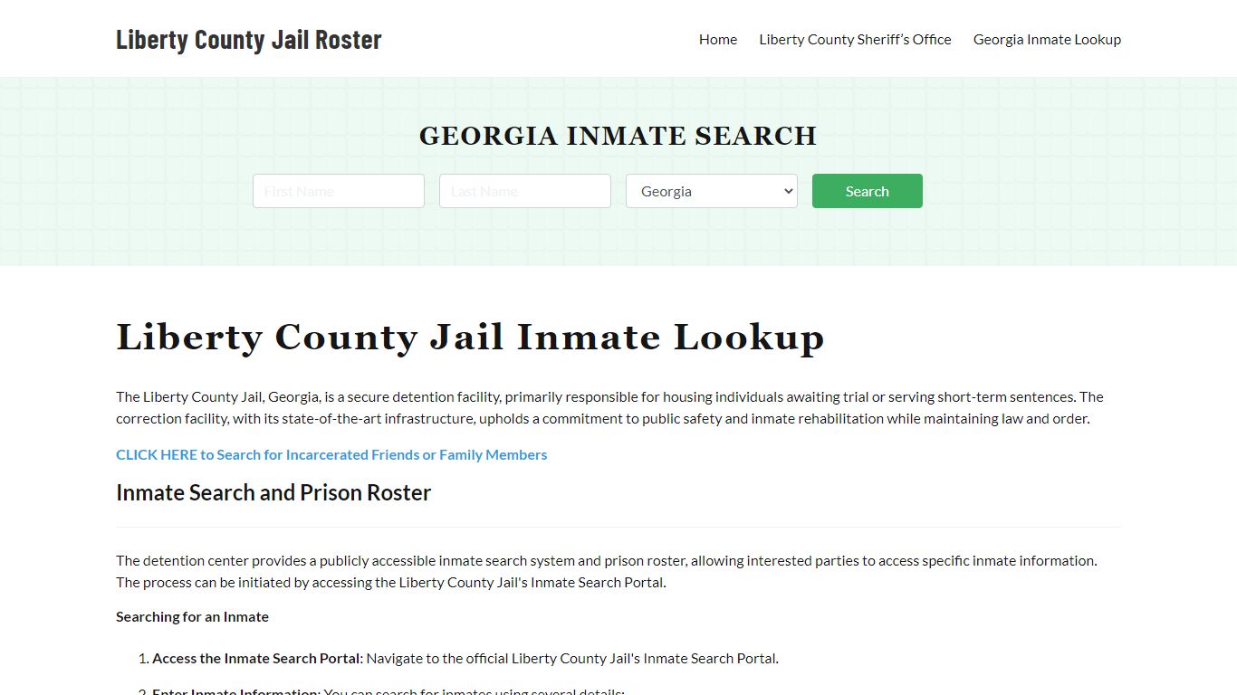 Liberty County Jail Roster Lookup, GA, Inmate Search