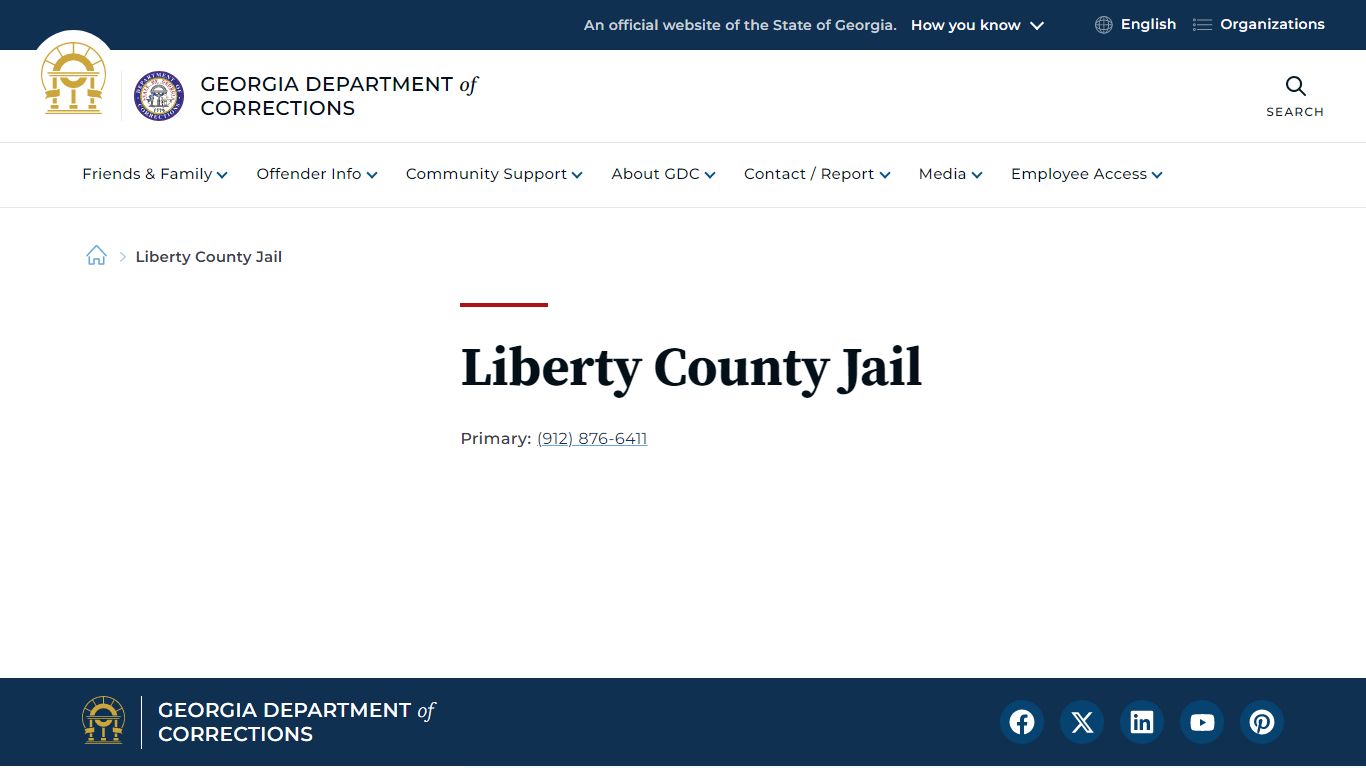 Liberty County Jail | Georgia Department of Corrections