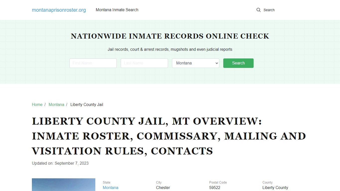 Liberty County Jail, MT: Offender Search, Visitation & Contact Info