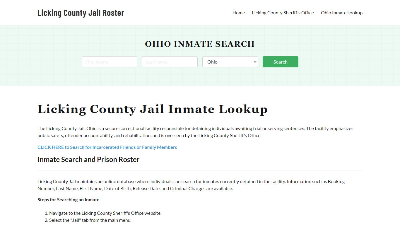 Licking County Jail Roster Lookup, OH, Inmate Search
