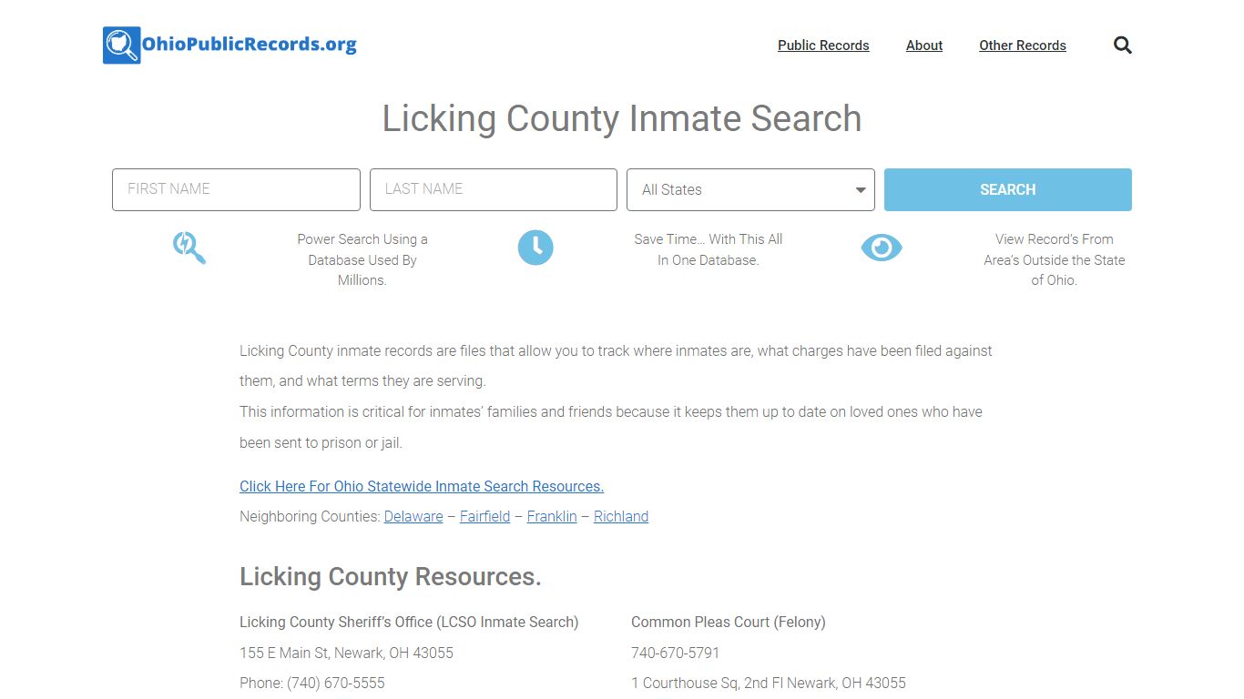 Licking County Inmate Search - LCSO Current & Past Jail Records