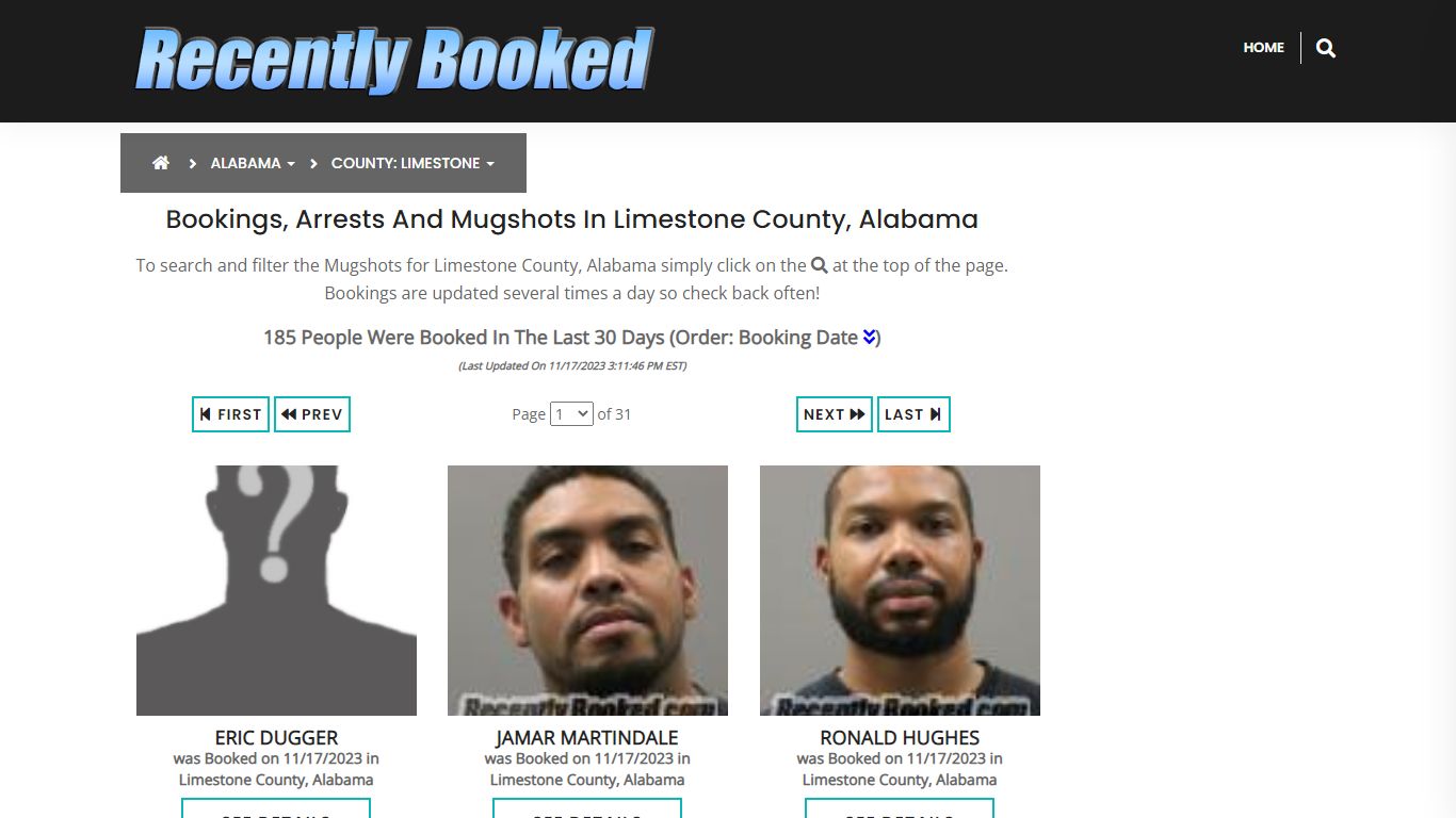 Bookings, Arrests and Mugshots in Limestone County, Alabama