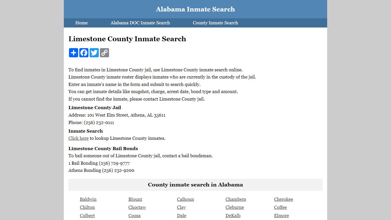 Limestone County Inmate Search