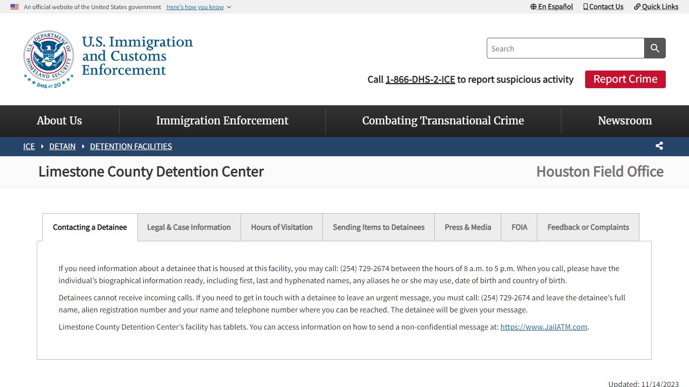 Limestone County Detention Center | ICE
